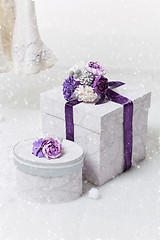 Image showing Set of flower decorated present boxes