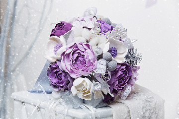 Image showing Beautiful purple bridal bouquet