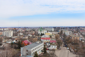 Image showing Panorama of Kozelets town bird's-eye view