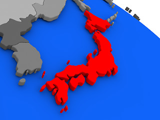 Image showing Japan in red