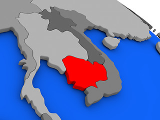 Image showing Cambodia in red