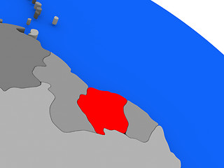 Image showing Suriname in red