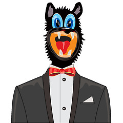 Image showing Wolf in suit with tie by butterfly