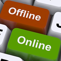 Image showing Offline Online Keys Show Internet Communication Status