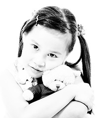 Image showing Young Cute Girl Hugging Her Teddy Bear