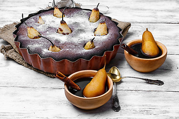 Image showing Pear pie in baking dish