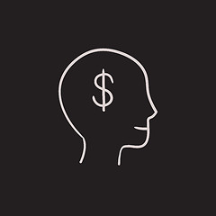 Image showing Head with dollar symbol sketch icon.