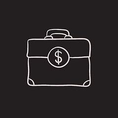 Image showing Suitcase with dollar symbol sketch icon.