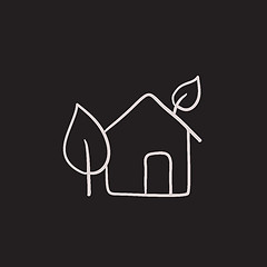 Image showing Eco-friendly house sketch icon.