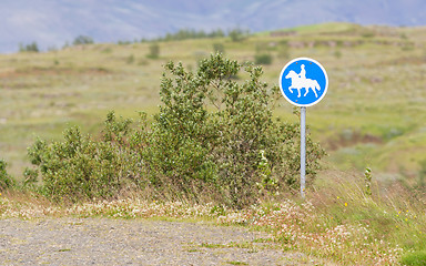 Image showing Road sign in Iceland - Equestrian path