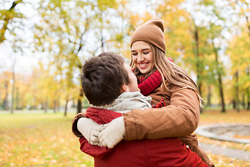 Image showing happy young couple meeting in autumn park