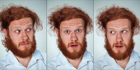 Image showing Portrait of young man with shocked facial expression