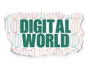 Image showing Information concept: Digital World on Torn Paper background