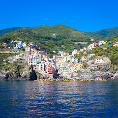 Image showing Riomaggiore in Cinque Terre, Italy - Summer 2016 - view from the