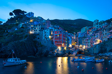 Image showing Riomaggiore in Cinque Terre, Italy - Summer 2016 - Sunset Hour