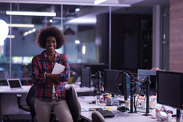 Image showing portrait of a young successful African-American woman in modern 