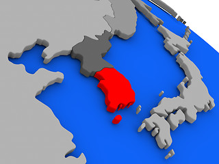 Image showing South Korea in red