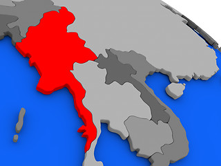 Image showing Myanmar in red