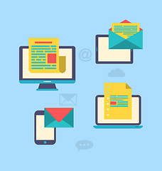 Image showing Concept of email marketing via electronic gadgets - newsletter a