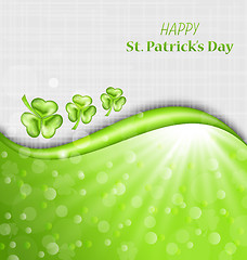 Image showing Abstract Glowing Background with Green Trefoils for St. Patrick 