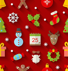 Image showing Seamless Pattern with Christmas Colorful Objects