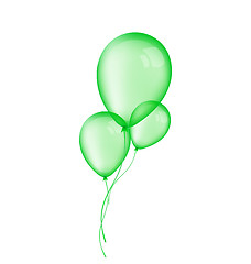 Image showing Three green balloons isolated on white background