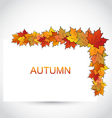 Image showing Colorful Autumn Maple Leaves with Note Paper