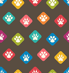 Image showing Seamless Texture with Colorful Traces of Cats, Dogs. Footprints 