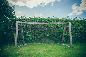 Image showing Soccer goal made of wood