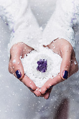 Image showing Bride hands with agate ring