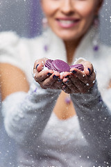 Image showing Bride hands with macarons