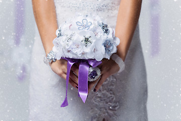 Image showing Beautiful purple bridal bouquet