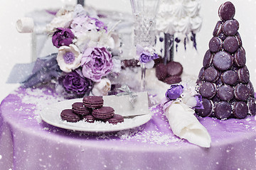 Image showing Set of three wedding croquembouche cakes