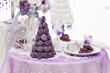 Image showing Set of three wedding croquembouche cakes