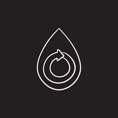 Image showing Water drop with circular arrow sketch icon.