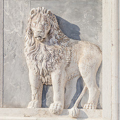 Image showing Marble lion on church facade