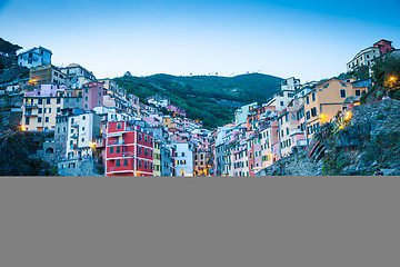 Image showing Riomaggiore in Cinque Terre, Italy - Summer 2016 - Sunset Hour