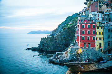 Image showing Riomaggiore in Cinque Terre, Italy - Summer 2016 - Sunset Hour