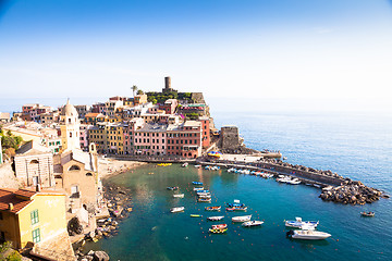 Image showing Vernazza in Cinque Terre, Italy - Summer 2016 - view from the hi