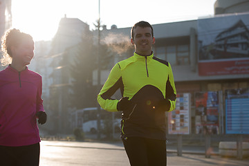 Image showing young  couple jogging