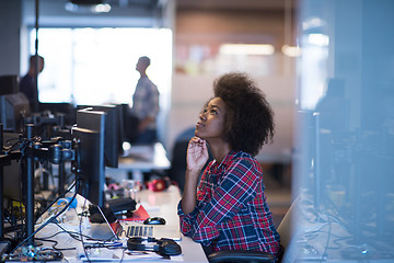 Image showing portrait of a young successful African-American woman in modern 