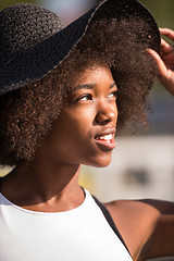 Image showing Close up portrait of a beautiful young african american woman sm