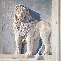 Image showing Marble lion on church facade