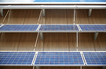 Image showing solar battery panels on building facade