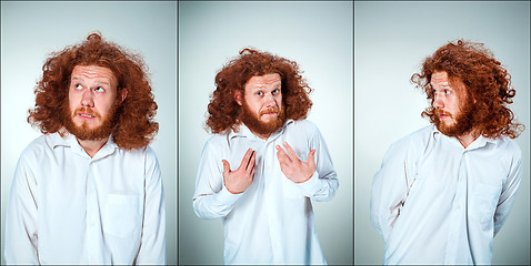 Image showing Portrait of young man with shocked facial expression