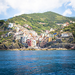 Image showing Riomaggiore in Cinque Terre, Italy - Summer 2016 - view from the