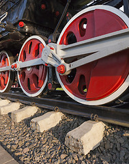 Image showing old steam locomotive close up