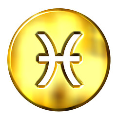 Image showing 3D Golden Pisces Zodiac Sign