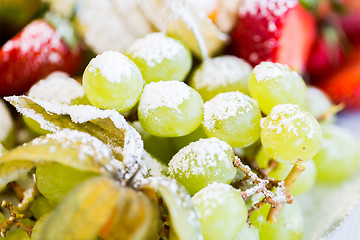 Image showing close up of dish with sugared fruit dessert