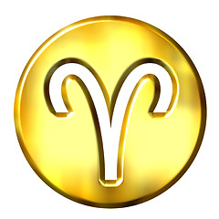 Image showing 3D Golden Aries Zodiac Sign